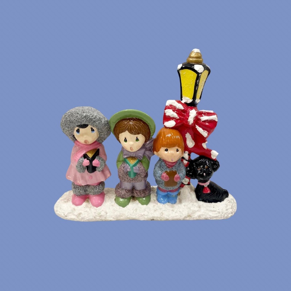 Vintage Handmade Ceramic Christmas Carollers Figurine, Bright Holiday Decor
